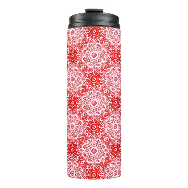 Boho Red Medallion Thermal Tumbler (Front)