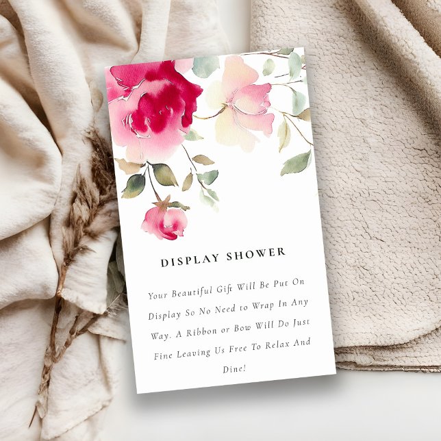 Boho Red Pink Rose Flora Display Baby Shower Enclosure Card (Creator Uploaded)