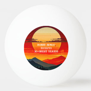 BOHO RED SUNSET Design Ping Pong Ball