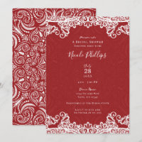 Boho Red & White Lace Bold Pattern Bridal Shower
