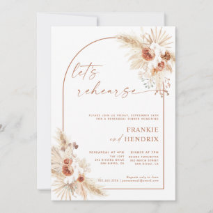 Boho Rehearsal Dinner Invitation Pampas Grass