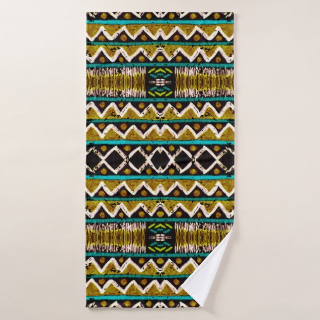 Boho repeat. Geometric seamless embroidery. Decora Bath Towel (Bath Towel)
