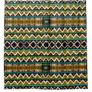 Boho repeat. Geometric seamless embroidery. Decora Shower Curtain