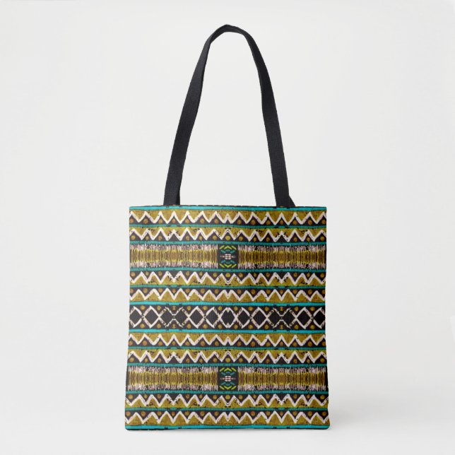 Boho repeat. Geometric seamless embroidery. Decora Tote Bag (Front)
