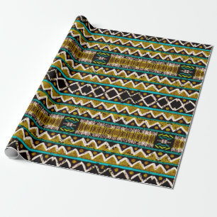 Boho repeat. Geometric seamless embroidery. Decora Wrapping Paper