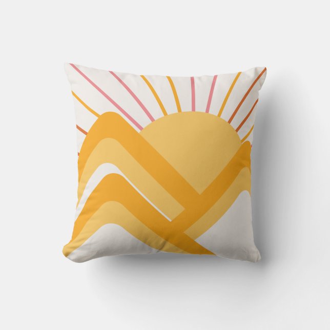 Boho Retro Abstract Landscape Cushion (Front)