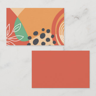 Boho retro artwork, floral line art colourful  business card