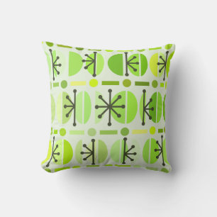 Boho Retro Bowls Lines Chartreuse Cushion