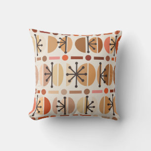 Boho Retro Bowls Lines Earth Tones Cushion