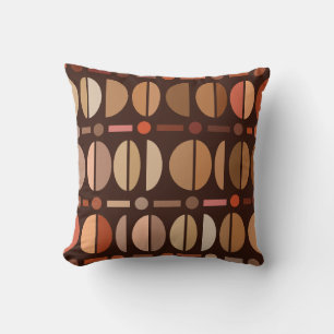 Boho Retro Bowls Pattern Dark Earth Tones Cushion