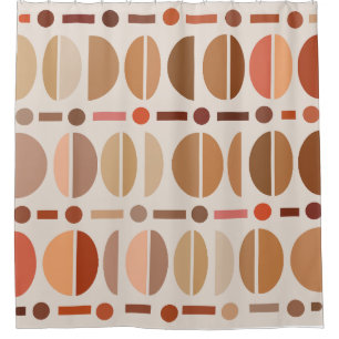 Boho Retro Bowls Pattern Light Earth Tones Shower Curtain