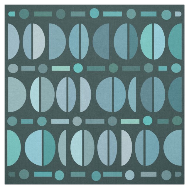 Boho Retro Bowls Pattern Teal Fabric (Swatch)