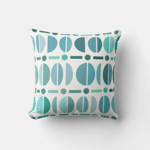 Boho Retro Bowls Pattern Turquoise Cushion