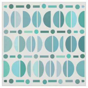 Boho Retro Bowls Pattern Turquoise Fabric