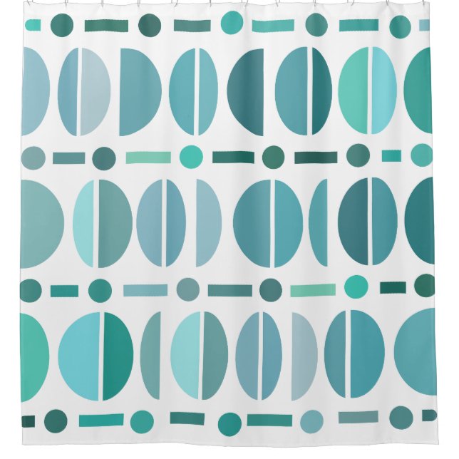 Boho Retro Bowls Pattern Turquoise Shower Curtain (Front)