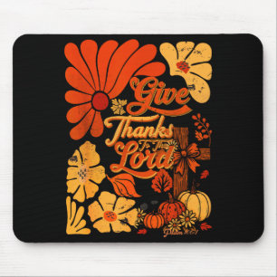 Boho Retro Christian Fall Pumpkin Give Thanks To T Mouse Pad