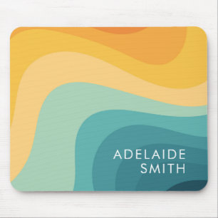 Boho Retro Classic Colour Wave Minimalist Mouse Pad