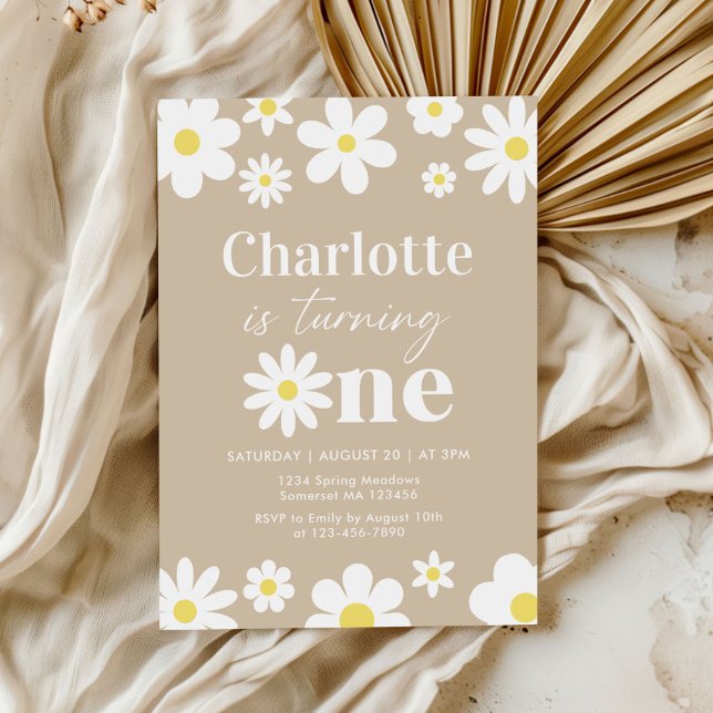 Boho Retro Daisy 1st Birthday Invitation (Creator Uploaded)