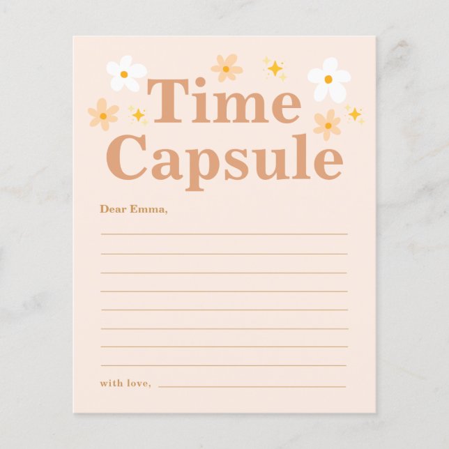 Boho Retro Daisy 1st Birthday Time Capsule card (Front)