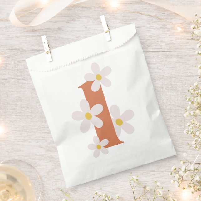Boho Retro Daisy 1st Groovy Birthday  Favour Bag (Clipped)