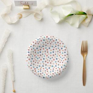 Boho Retro Dots Pattern Paper Plate