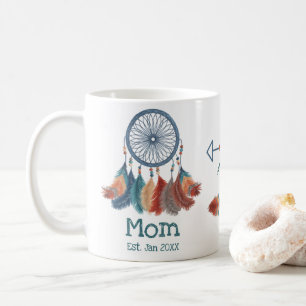 Boho Retro Dreamcatcher Mum Established Date Coffee Mug