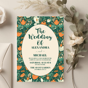 Boho Retro Floral Wedding  Invitation