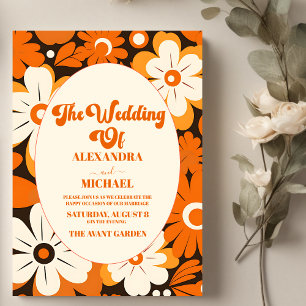 Boho Retro  Floral Wedding Invitation