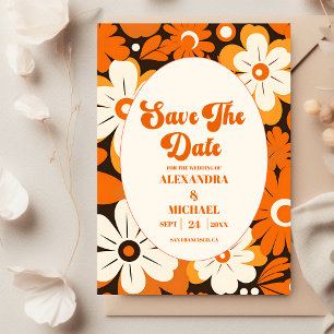 Boho Retro  Floral Wedding Save The Date