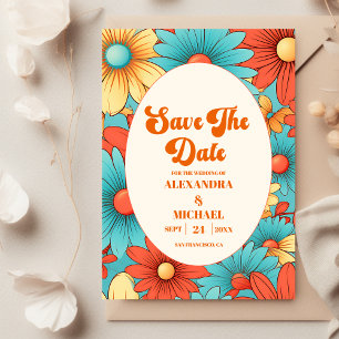 Boho Retro Floral Wedding Save The Date