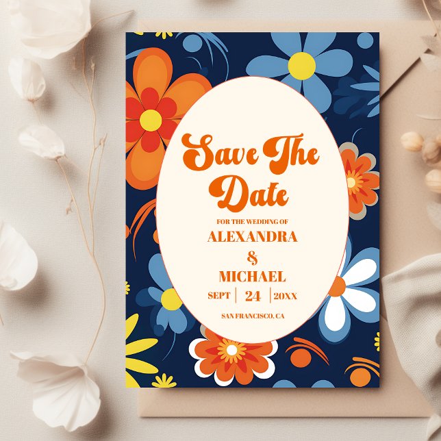 Boho Retro  Floral Wedding Save The Date (Creator Uploaded)