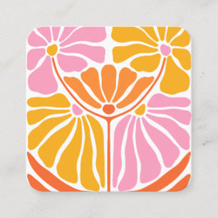 Boho retro Flower Pattern  Square Business Card