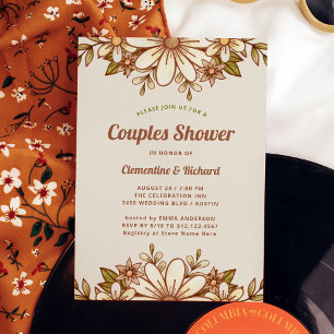 Boho Retro Flowers Couples Shower Invitation