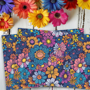 Boho Retro Foral Flower 70s Bold Tissue Paper