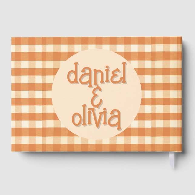 Boho Retro Groovy Colourful Wavy Wedding Guest Book (Back)