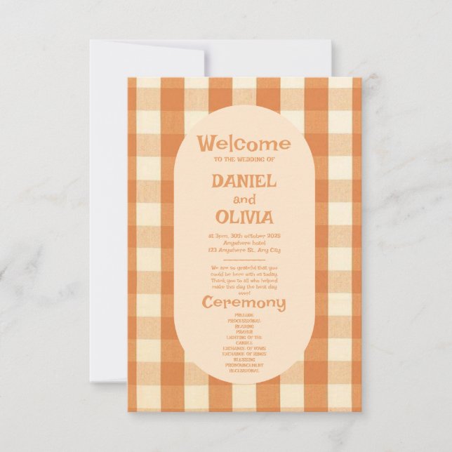 Boho Retro Groovy Colourful Wavy Wedding Programs (Front)