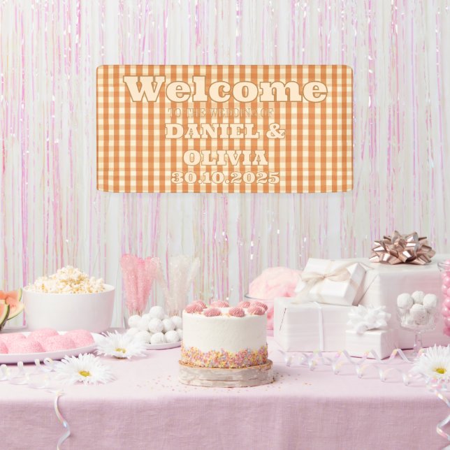 Boho Retro Groovy Colourful Wavy WeddSeating Chart Banner (Party)
