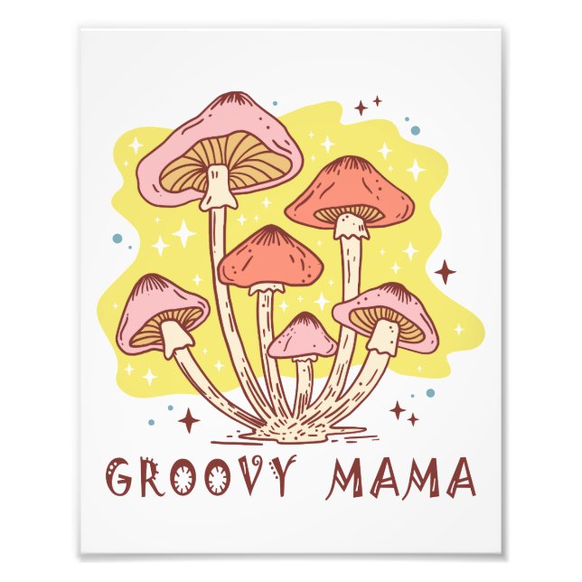 Boho Retro Groovy Mama Photo Print (Front)