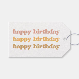 Boho Retro Happy Birthday Gift Tag