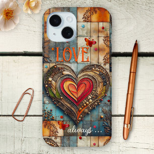 Boho Retro Heart Abstract Art Phone Case