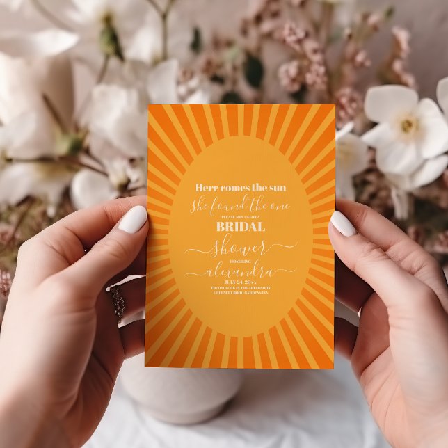 Boho Retro Here Comes the Sun Bridal Shower  Invitation (Creator Uploaded)