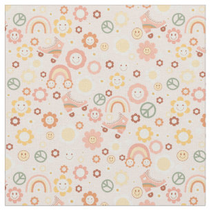 boho retro hippie groovy pastel  fabric