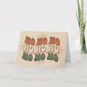 Boho Retro Ho Ho Ho Christmas Holiday Card