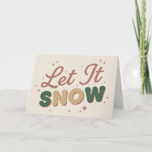 Boho Retro Let It Snow Christmas Holiday Card
