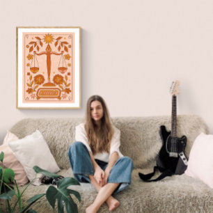  Boho Retro Libra Zodiac Poster