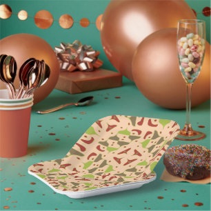 Boho Retro Modern Graphic Paper Plate