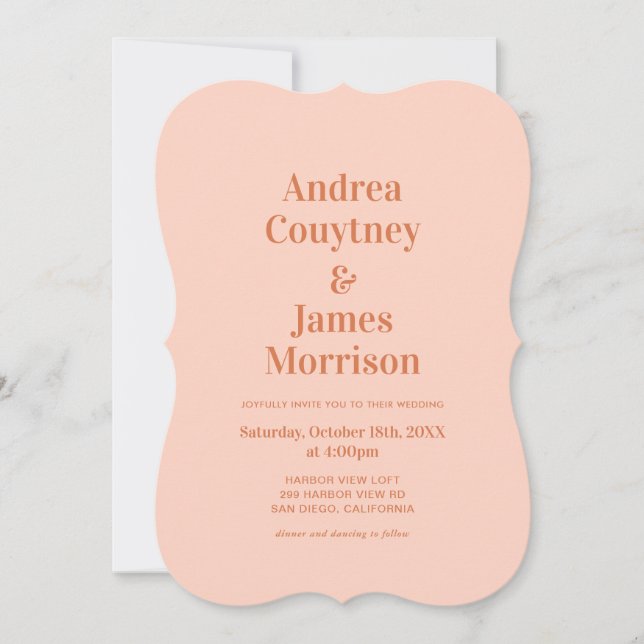 Boho Retro Orange Tropical Wedding Invitation (Front)