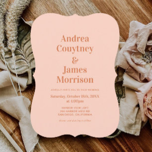 Boho Retro Orange Tropical Wedding Invitation