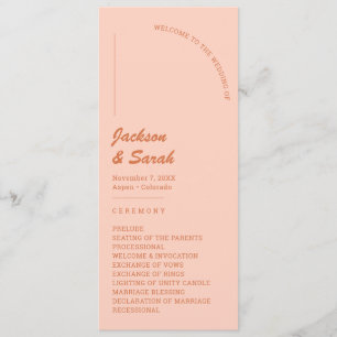 Boho Retro Orange Wedding Program