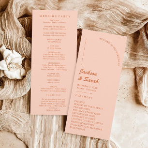 Boho Retro Orange Wedding  Program